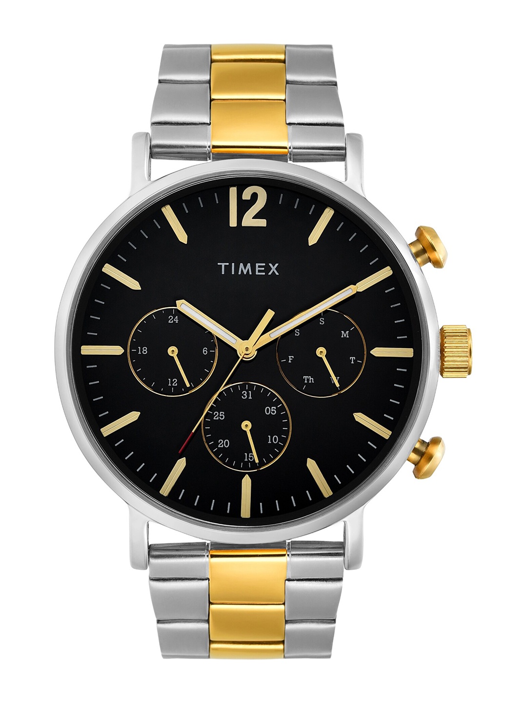 

Timex Men Brass Dial Stainless Steel Bracelet Style Straps Analogue Watch TWEG20027, Black