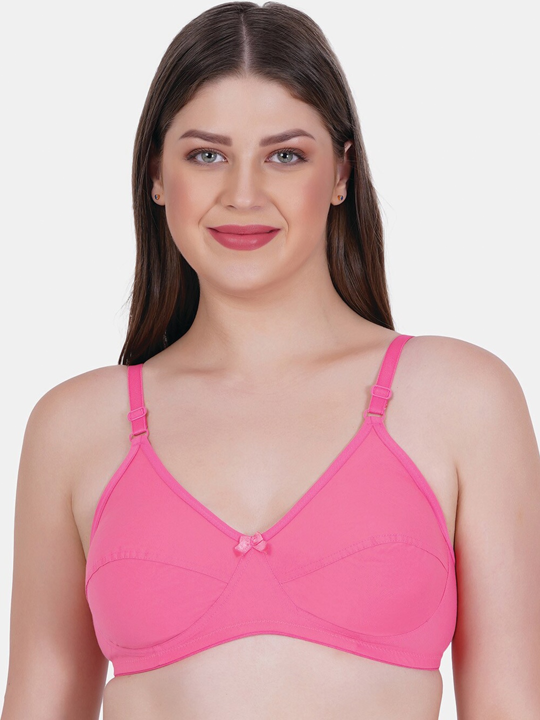 

Reveira Medium Coverage Seamless Non Padded Dry Fit Bra With All Day Comfort, Pink