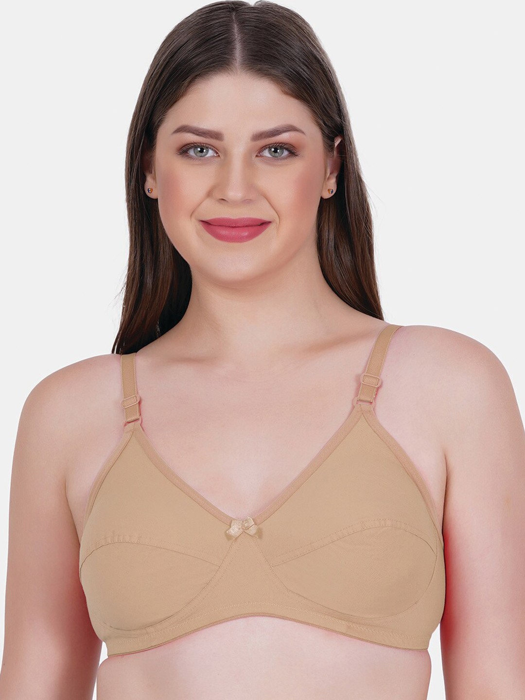 

Reveira Medium Coverage Seamless Non Padded Dry Fit Bra With All Day Comfort, Nude