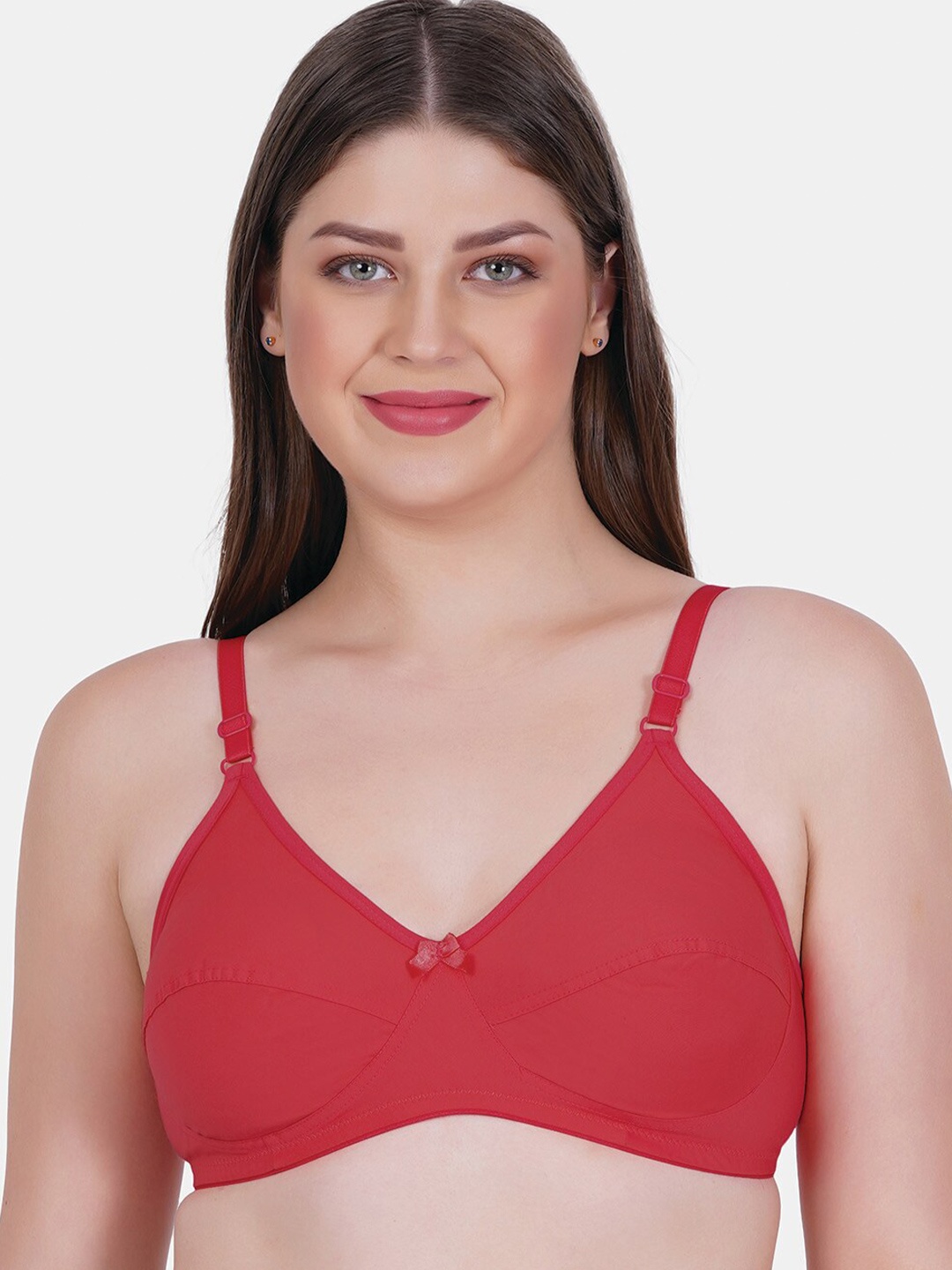 

Reveira Medium Coverage Seamless Non Padded Dry Fit Bra With All Day Comfort, Red