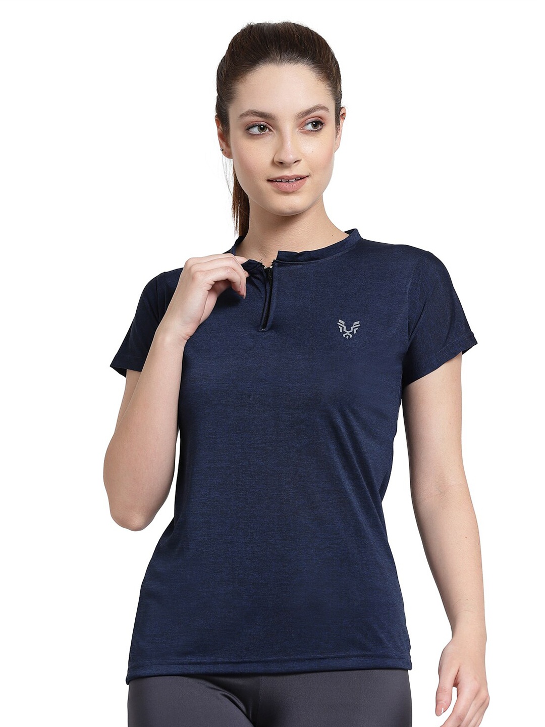 

UZARUS Short Sleeves Sports Gym Cotton T-Shirt, Navy blue