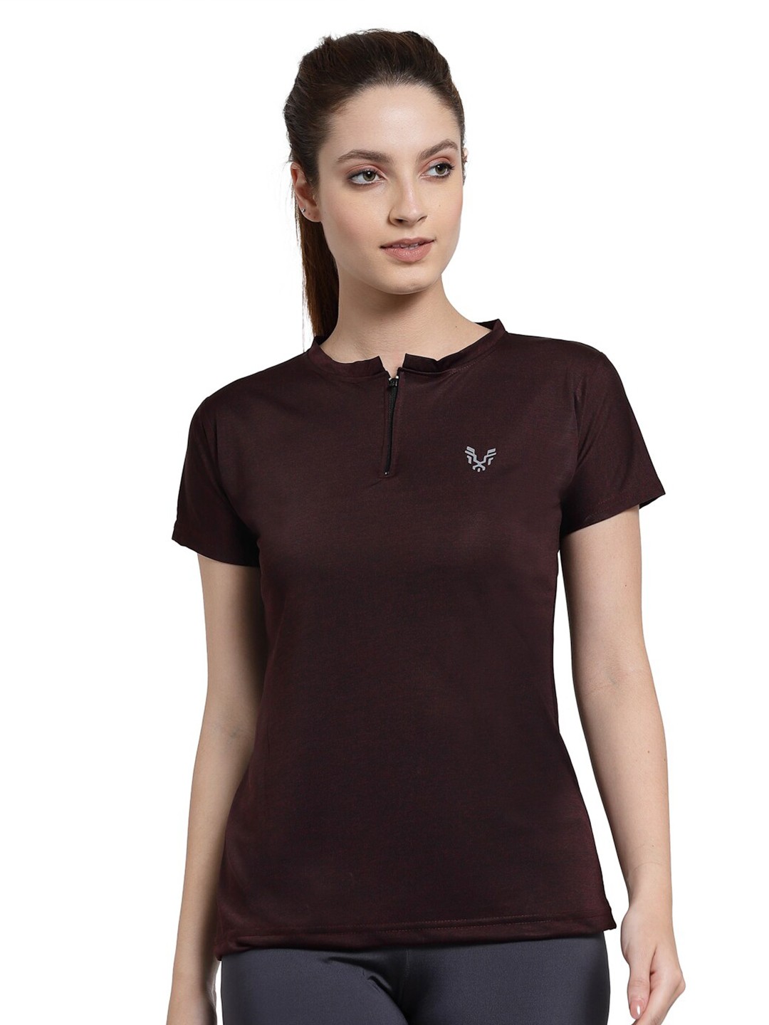 

UZARUS Short Sleeves Sports Gym Cotton T-Shirt, Burgundy
