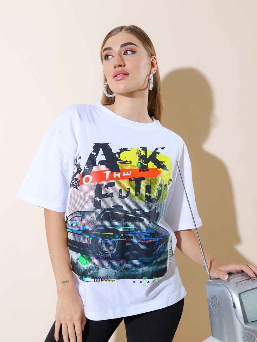 

Stylecast X Hersheinbox Printed Round Neck Cotton T-shirt, White