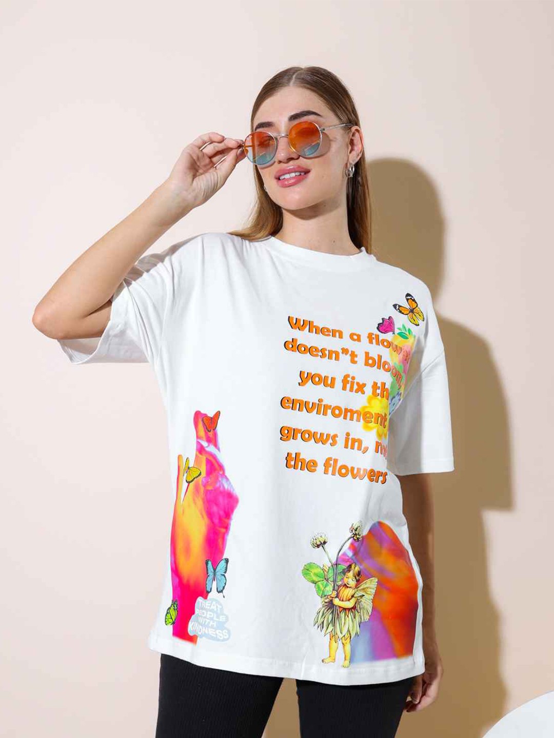 

Stylecast X Hersheinbox White Typography Printed Relaxed Fit Pure Cotton T-shirt