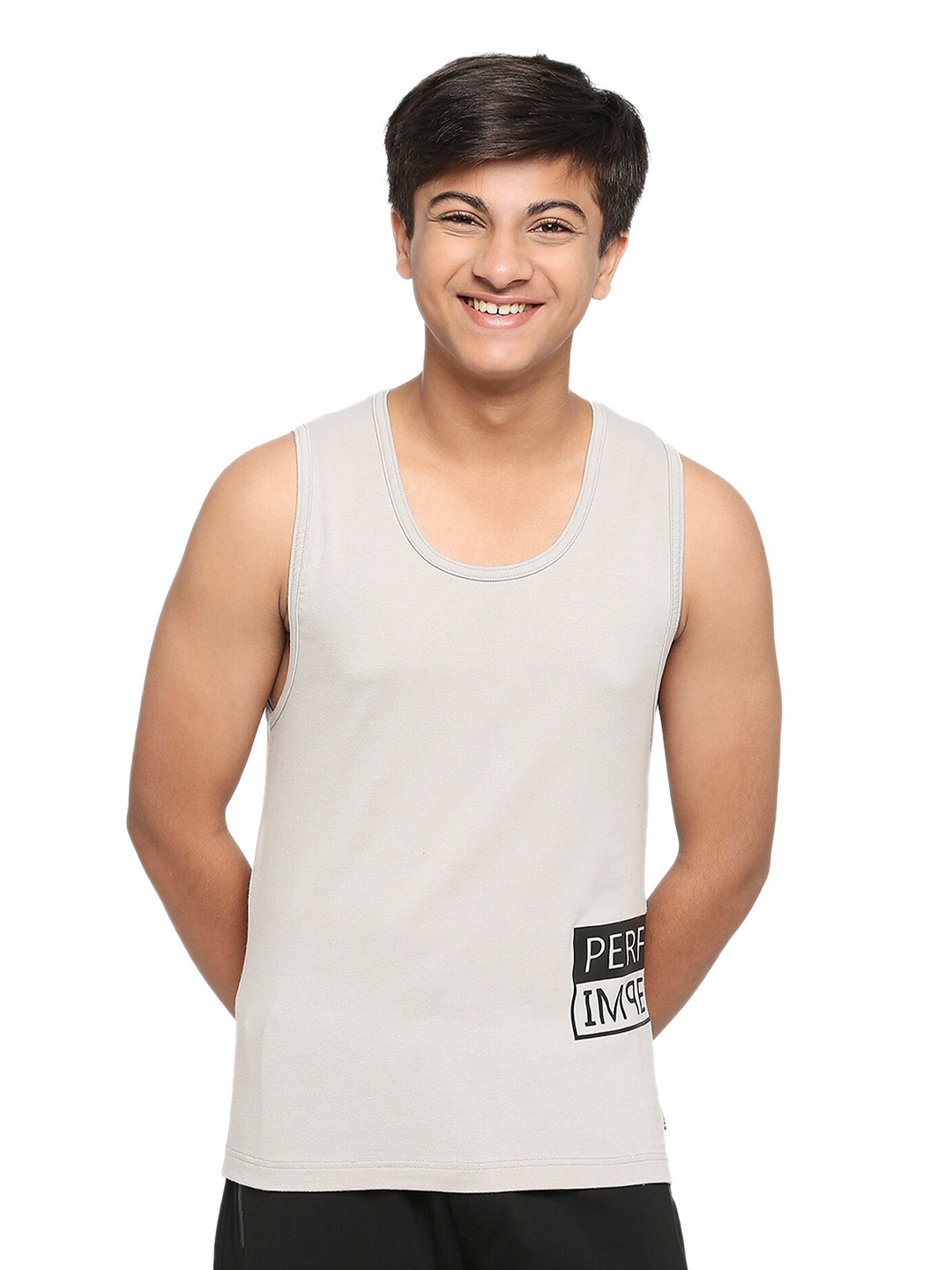 

FRENCHIE Teen Boys Scoop Neck Sleeveless Innerwear Vest, Grey