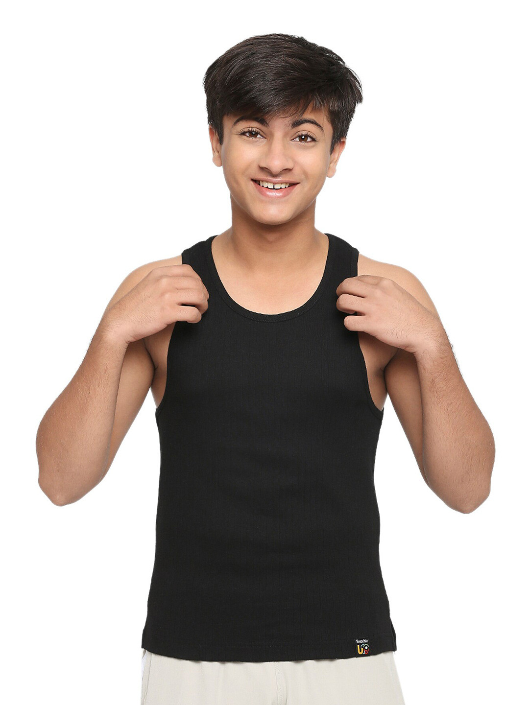 

FRENCHIE Pure Cotton Basic Innerwear Vest FR-BI-VS-U1903-1X5-Black-XS