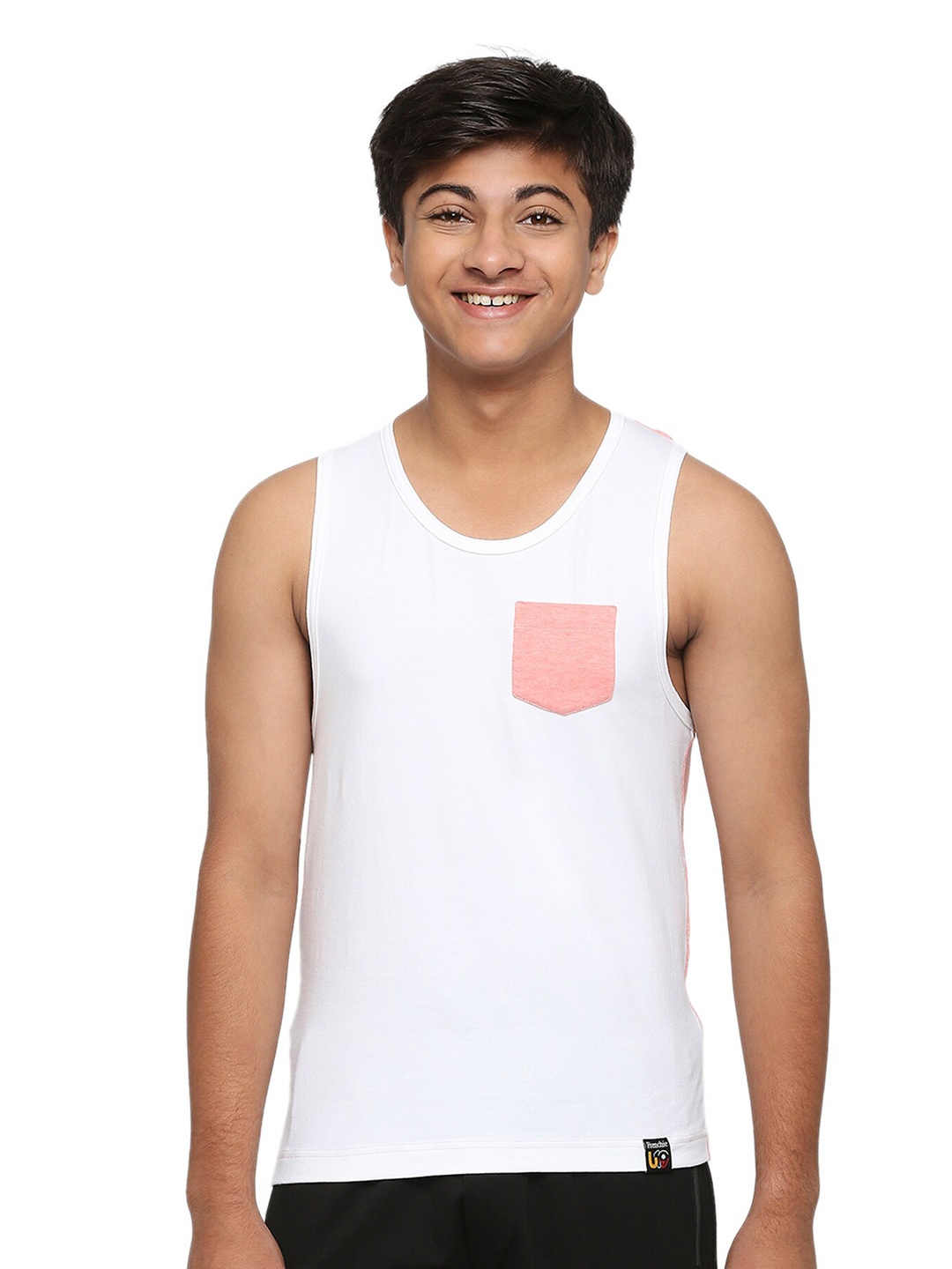 

FRENCHIE Boys Colourblocked Sleeveless Innerwear Vests, White