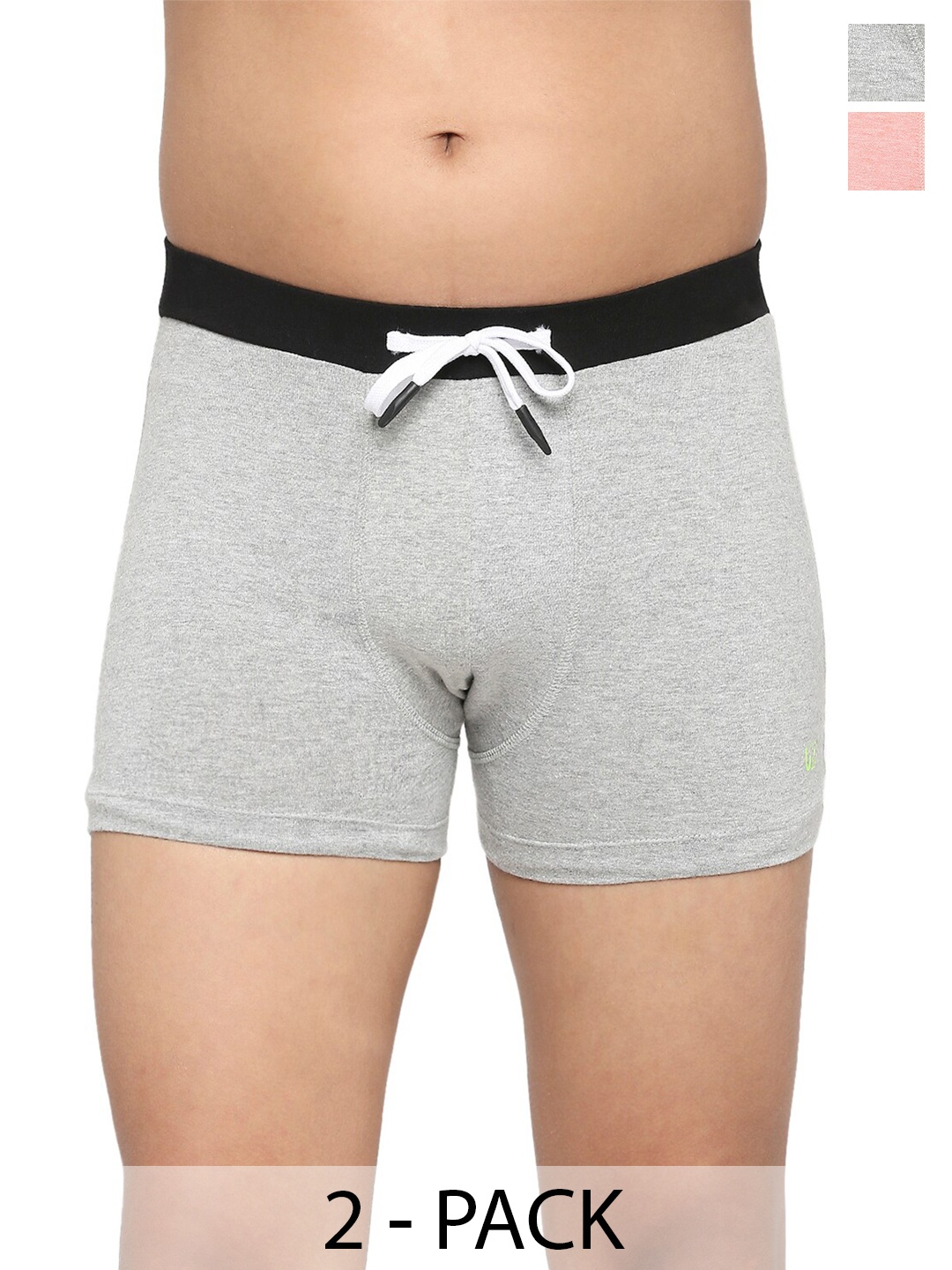 

FRENCHIE Boys Pack Of 2 Cotton Trunks FR-BI-TR-U1914-1X5-LGray-Pink-XS, Grey