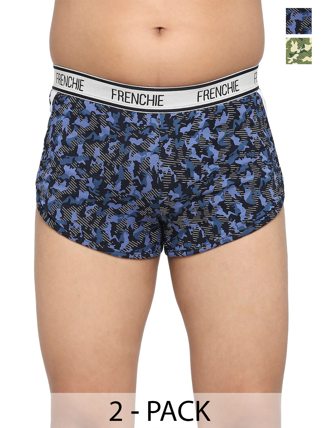 

FRENCHIE Pack Of 2 Printed Breathability Trunks FR-BI-TR-U1905-1X5-Navy-Green-XS, Blue
