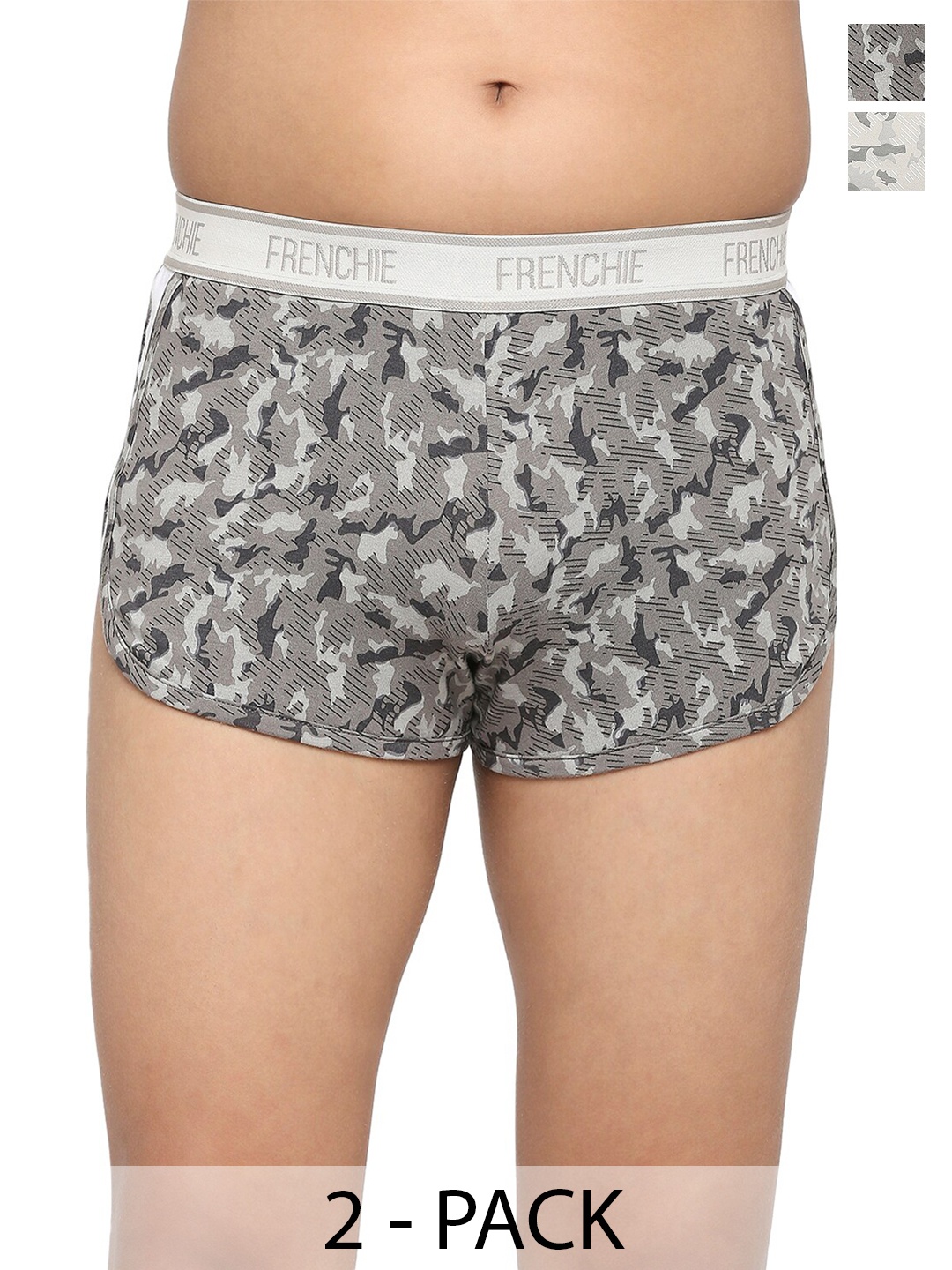 

FRENCHIE Pack Of 2 Printed Pure Cotton Trunks FR-BI-TR-U1902-1X5-Navy-Gray-XS, Grey