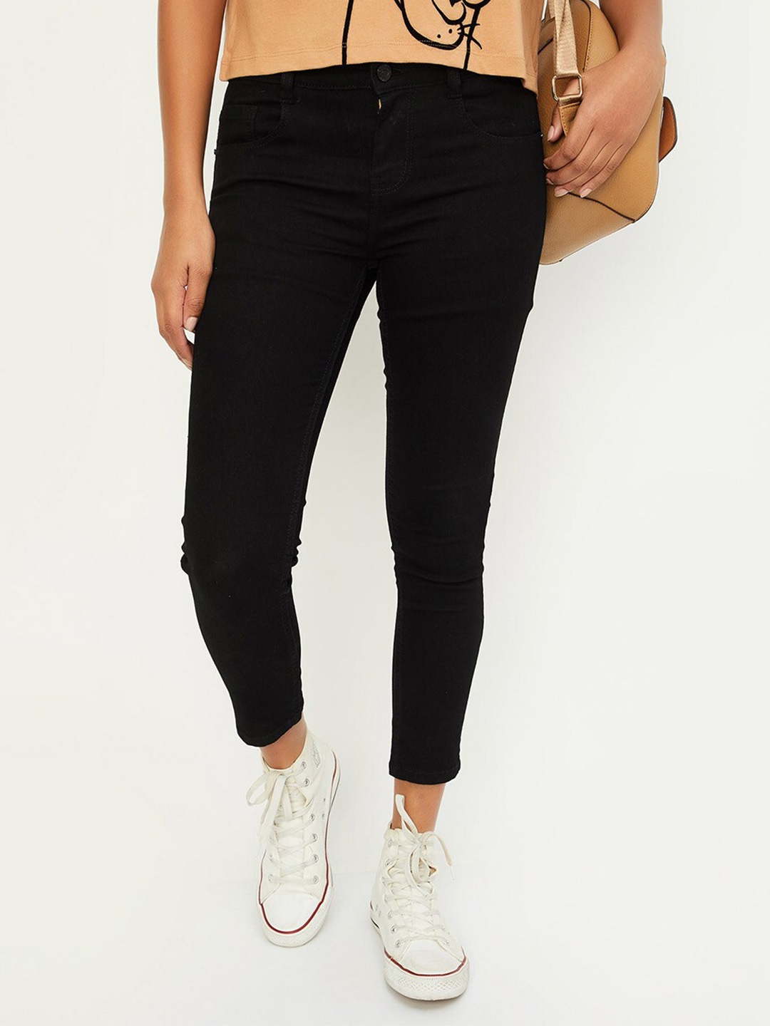 

max Women Slim Fit Jeans, Black