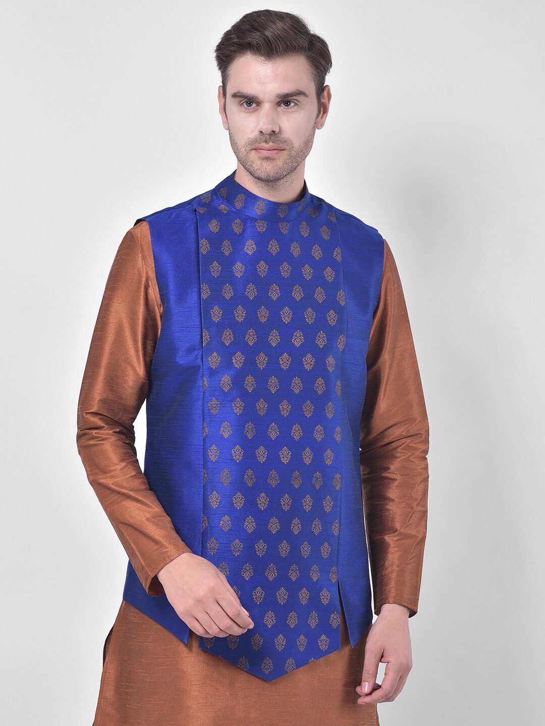 

DEYANN Printed Nehru Jacket, Blue