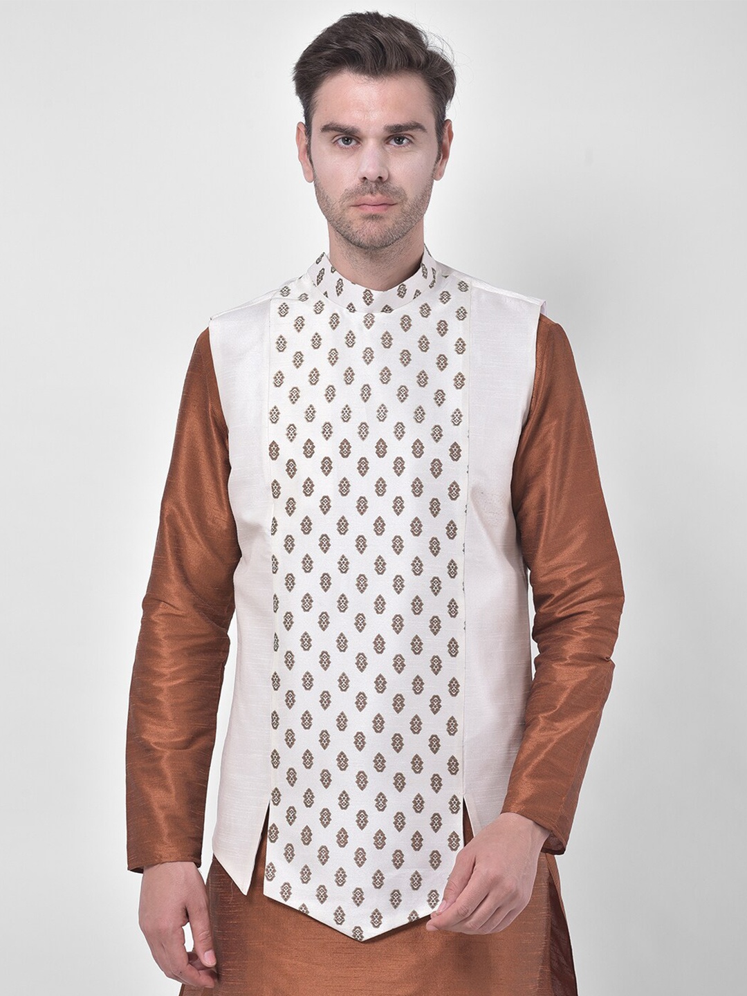 

DEYANN Printed Nehru Jacket, Off white