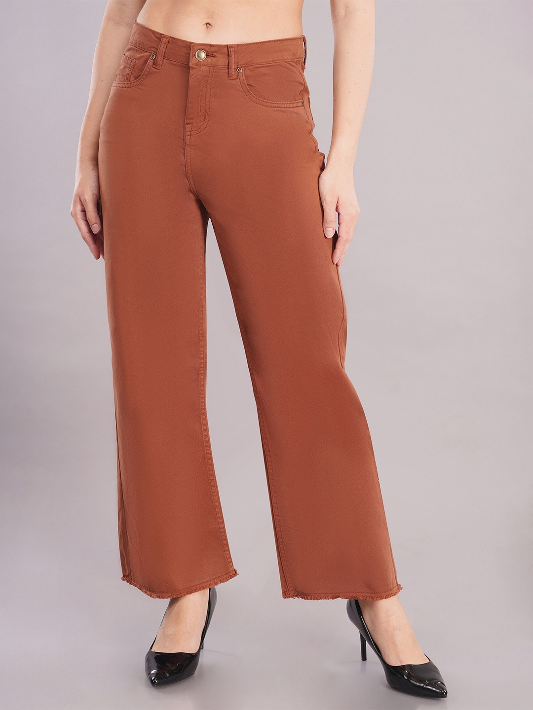 

DressBerry Women Flared High-Rise Parallel Trouser, Brown