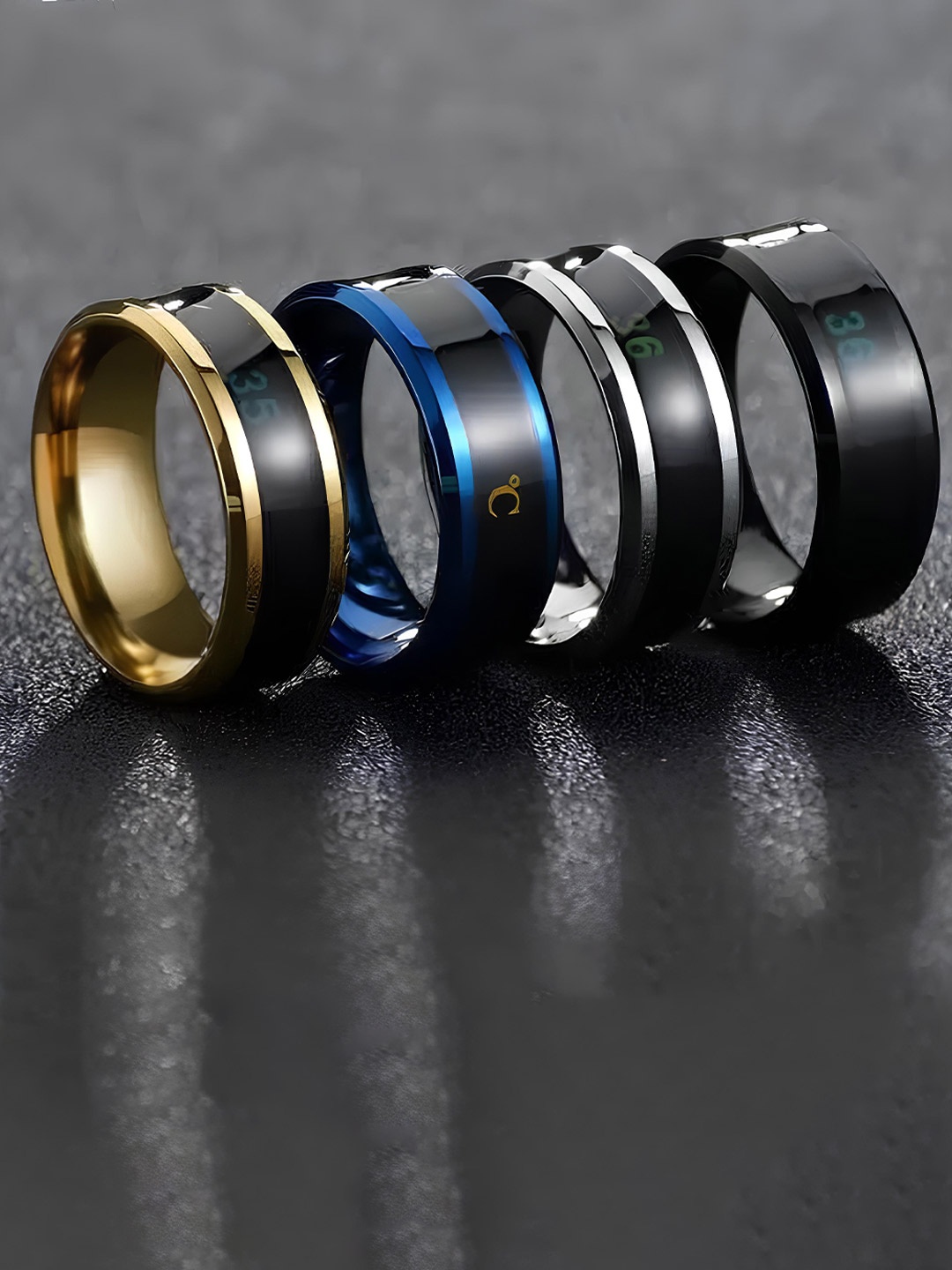 

KARISHMA KREATIONS Set Of 4 Gold-Plated Stainless Steel Temperature Finger Ring