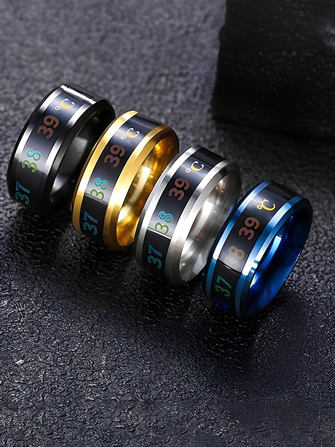 

KARISHMA KREATIONS Unisex Set Of 4 Gold Plated Temperature Rings