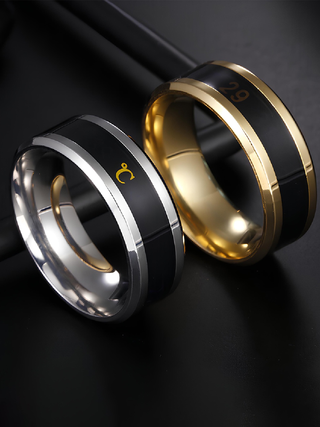 

KARISHMA KREATIONS Set Of 2 Stainless Steel Finger Rings, Gold