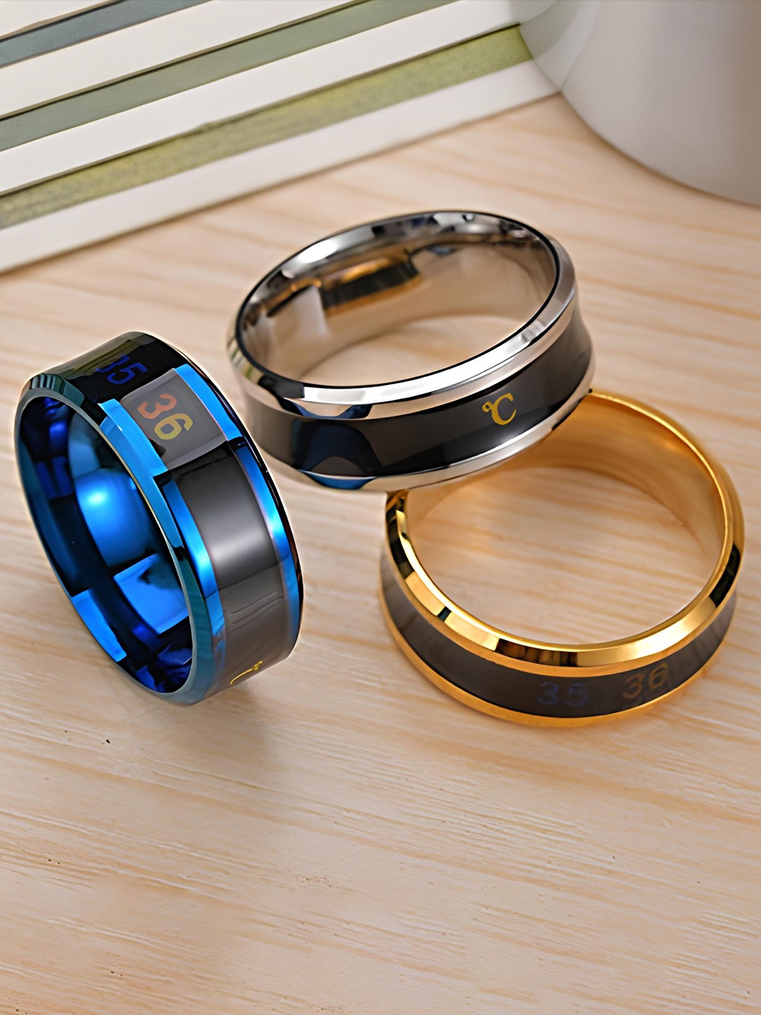 

KARISHMA KREATIONS Set Of 3 Finger Rings, Gold