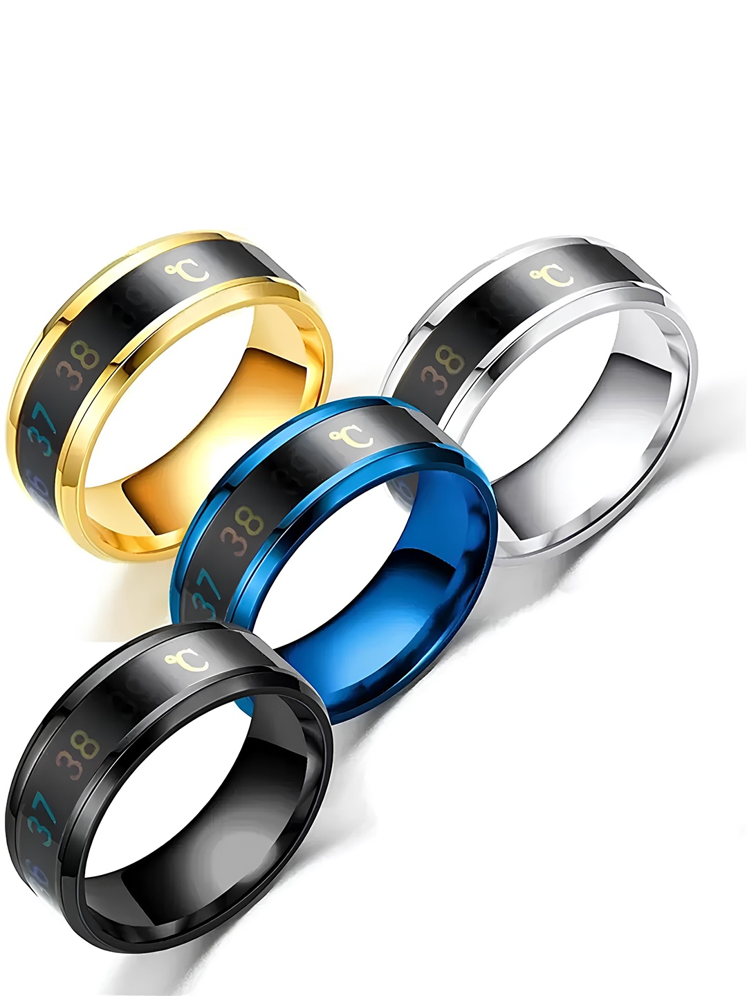 

KARISHMA KREATIONS Set Of 4 Gold-Plated Textured Finger Rings