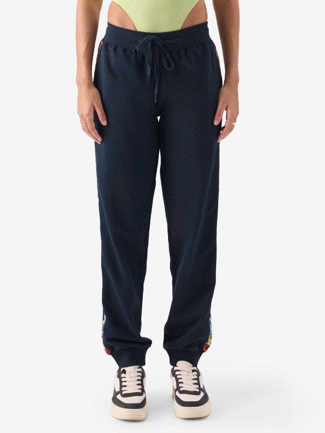 

The Souled Store Women Looney Tunes: Best of 90's Pure Cotton Mid-Rise Joggers, Navy blue