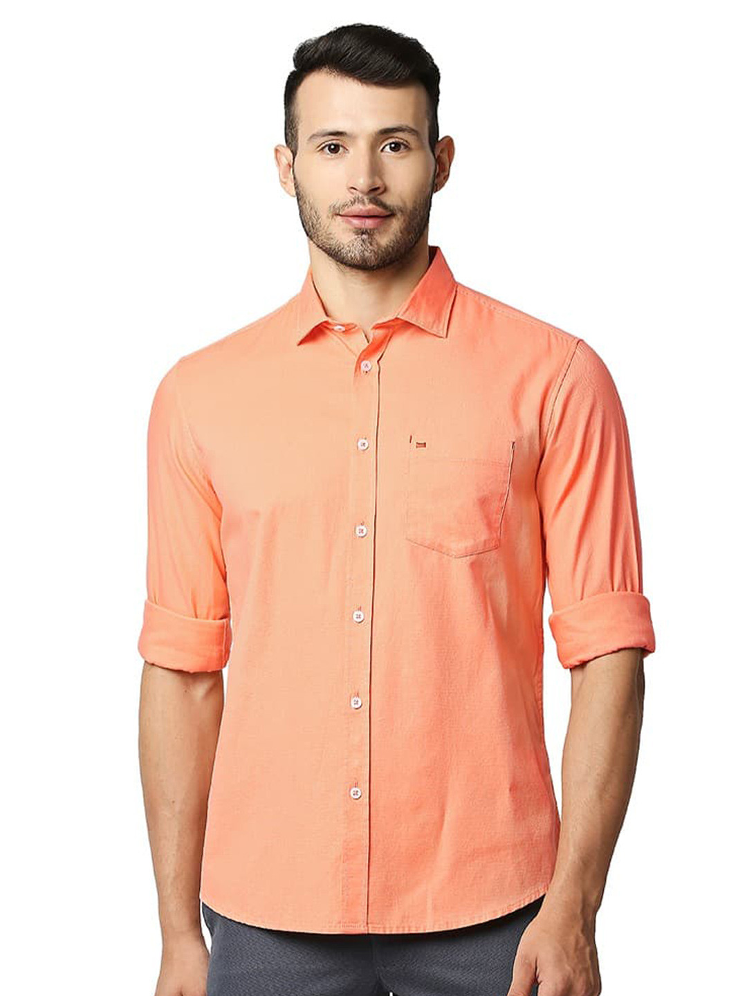 

Basics Slim Fit Cotton Casual Shirt, Orange