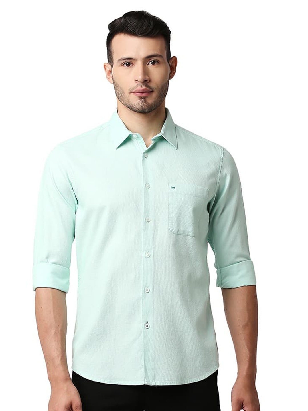 

Basics Slim Fit Opaque Casual Cotton Shirt, Green