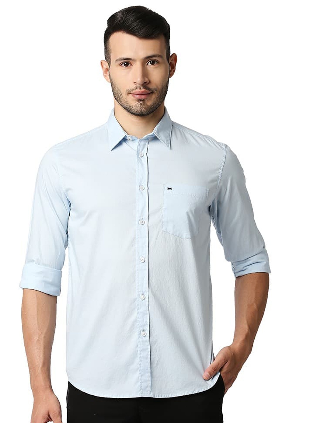 

Basics Slim Fit Cotton Casual Shirt, Blue