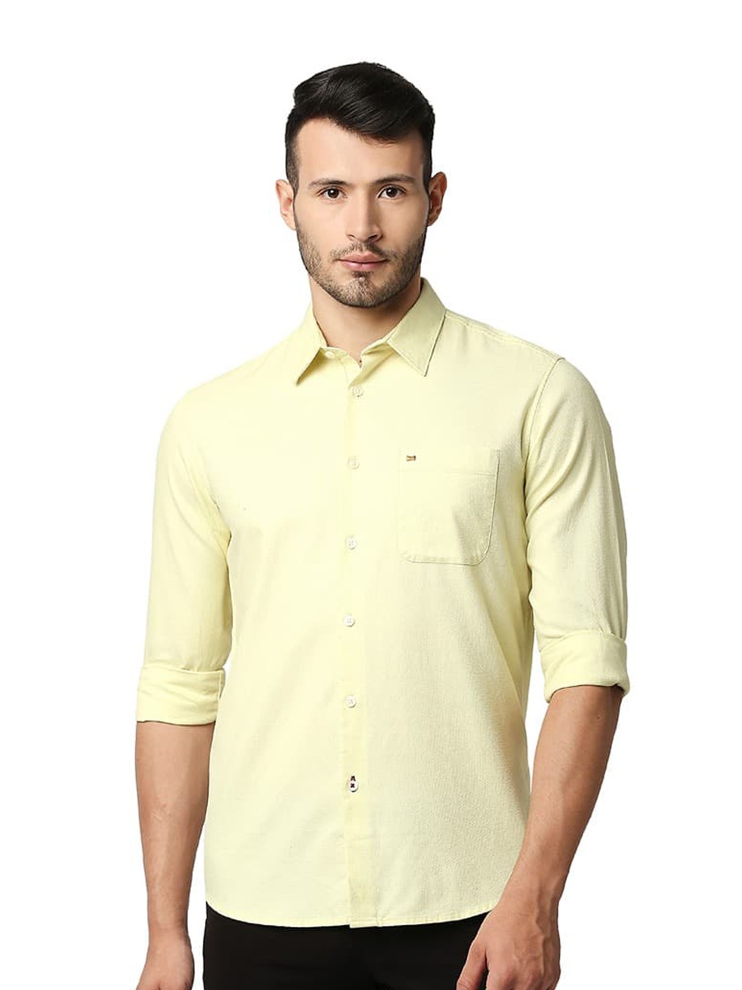 

Basics Slim Fit Cotton Casual Shirt, Yellow