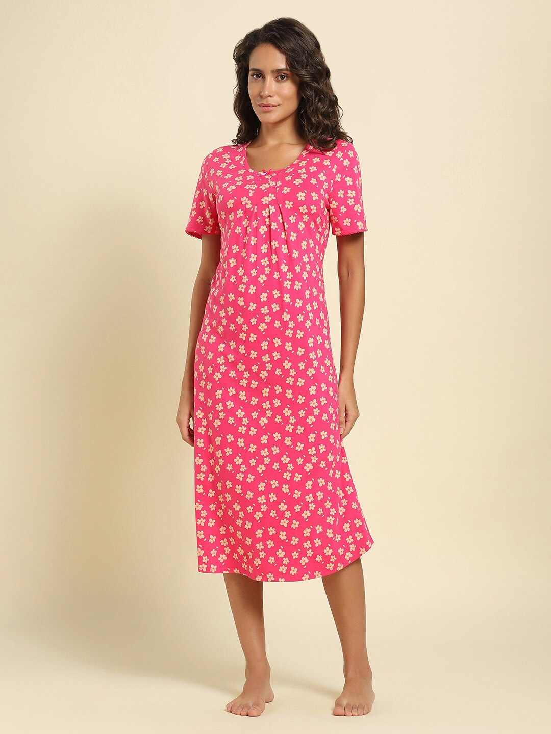 

Van Heusen Floral Printed Pure Cotton Midi Nightdress, Pink