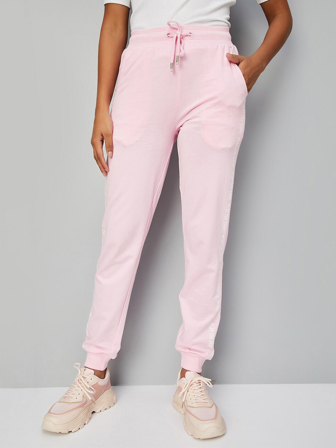 

max Women Pure Cotton Mid-Rise Joggers, Pink