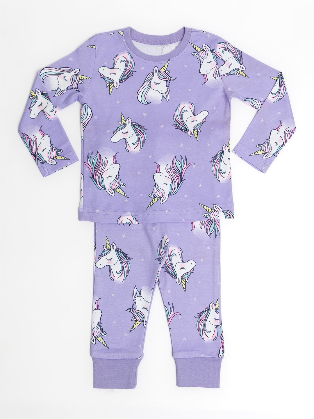 

BAESD Girls Printed Pure Cotton T-Shirt With Trousers, Lavender