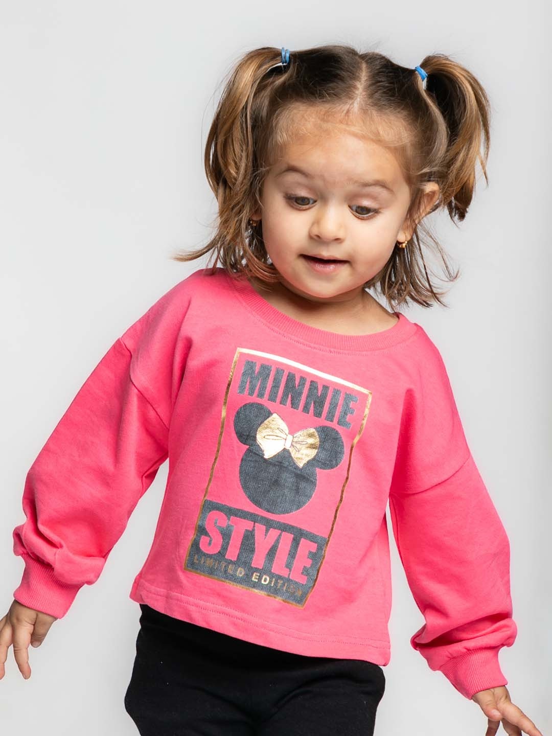 

BAESD Girls Minnie Mouse Printed Antimicrobial Cotton Fleece Sweatshirt, Pink