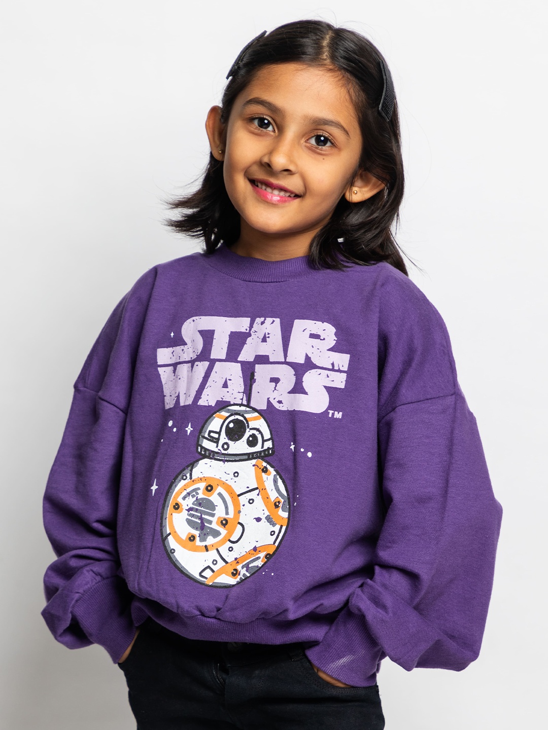 

BAESD Girls Printed Cotton Sweatshirt, Purple