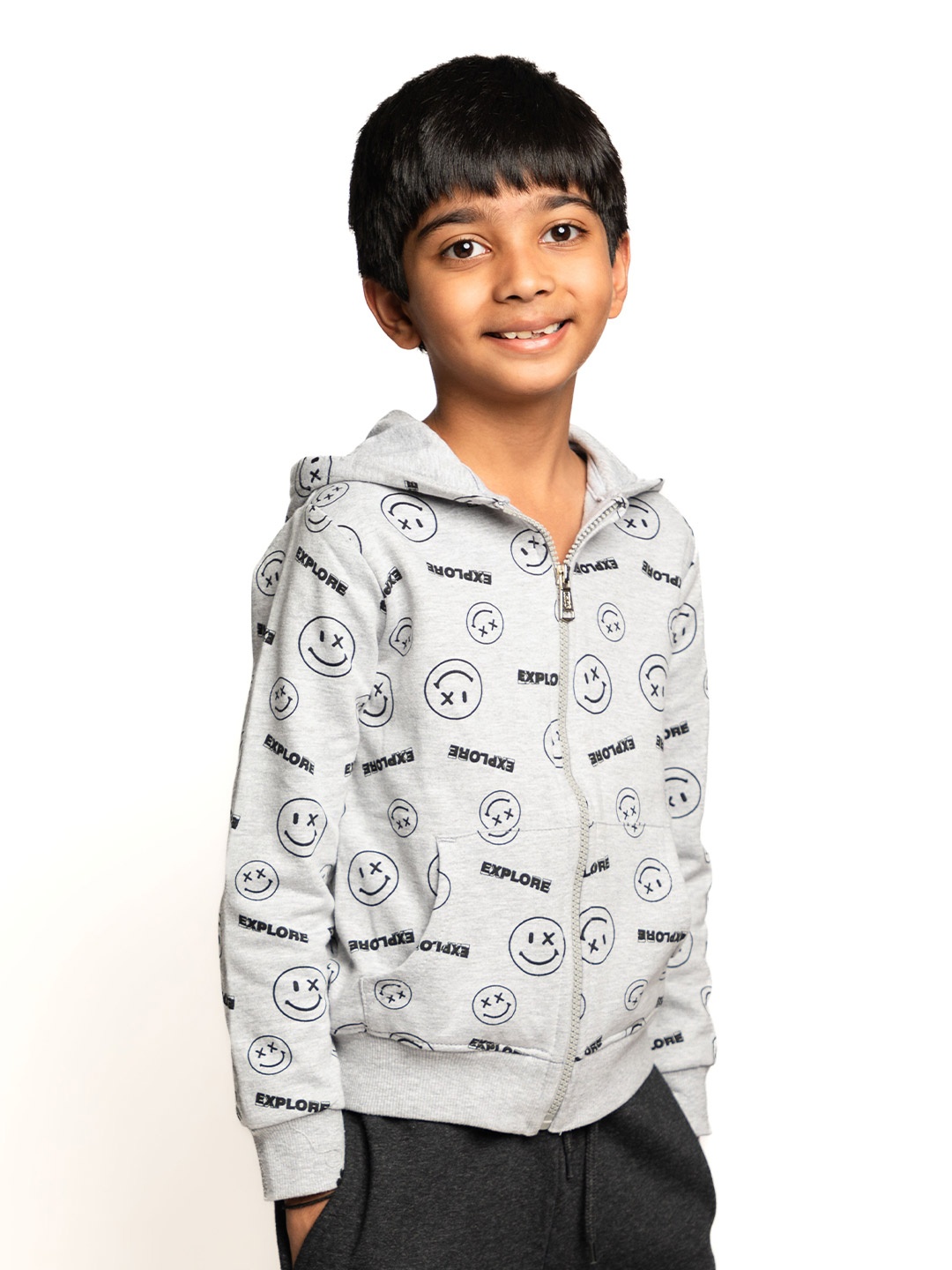 

BAESD Boys Printed Hooded Sweatshirt, Grey