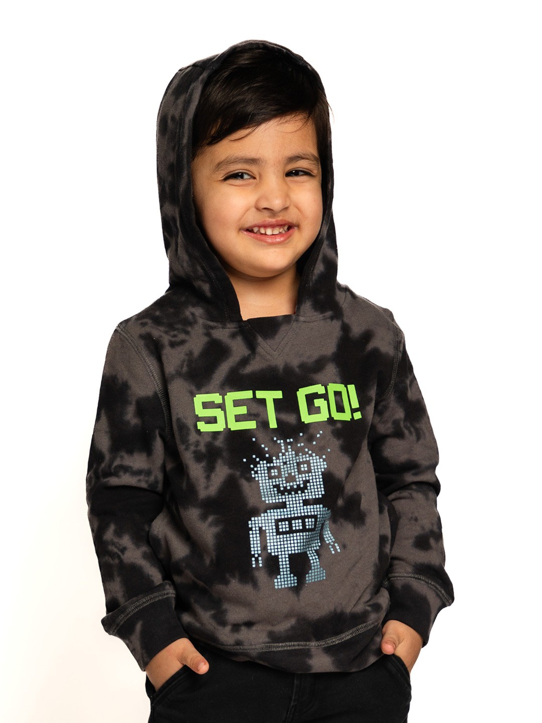 

BAESD Boys Camouflage Printed Hooded Sweatshirt, Charcoal