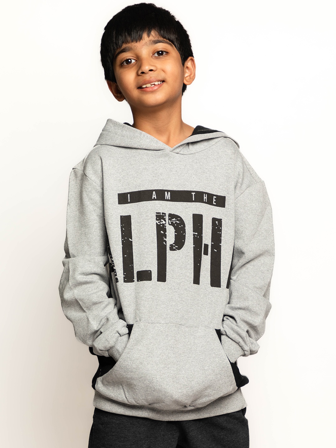 

BAESD Boys Printed Hooded Sweatshirt, Grey