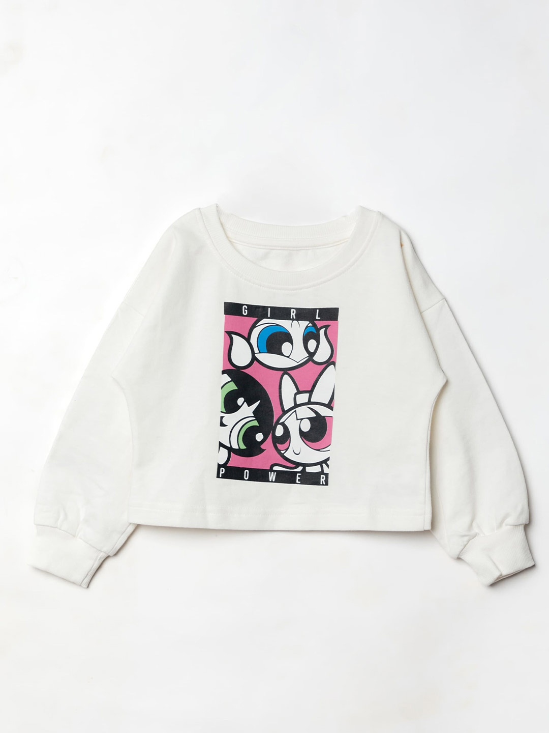 

BAESD Girls Graphic Printed Round Neck Pullover Straight Sweatshirt, White