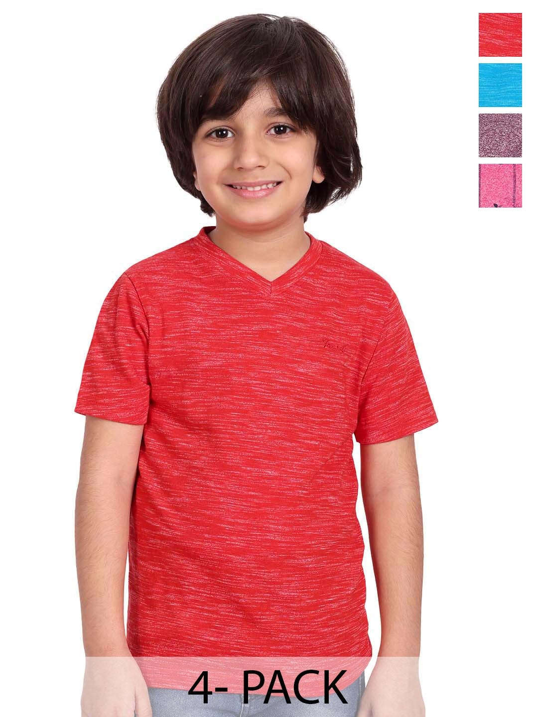 

BAESD Boys Pack of 4 V-Neck Cotton T-shirt, Red