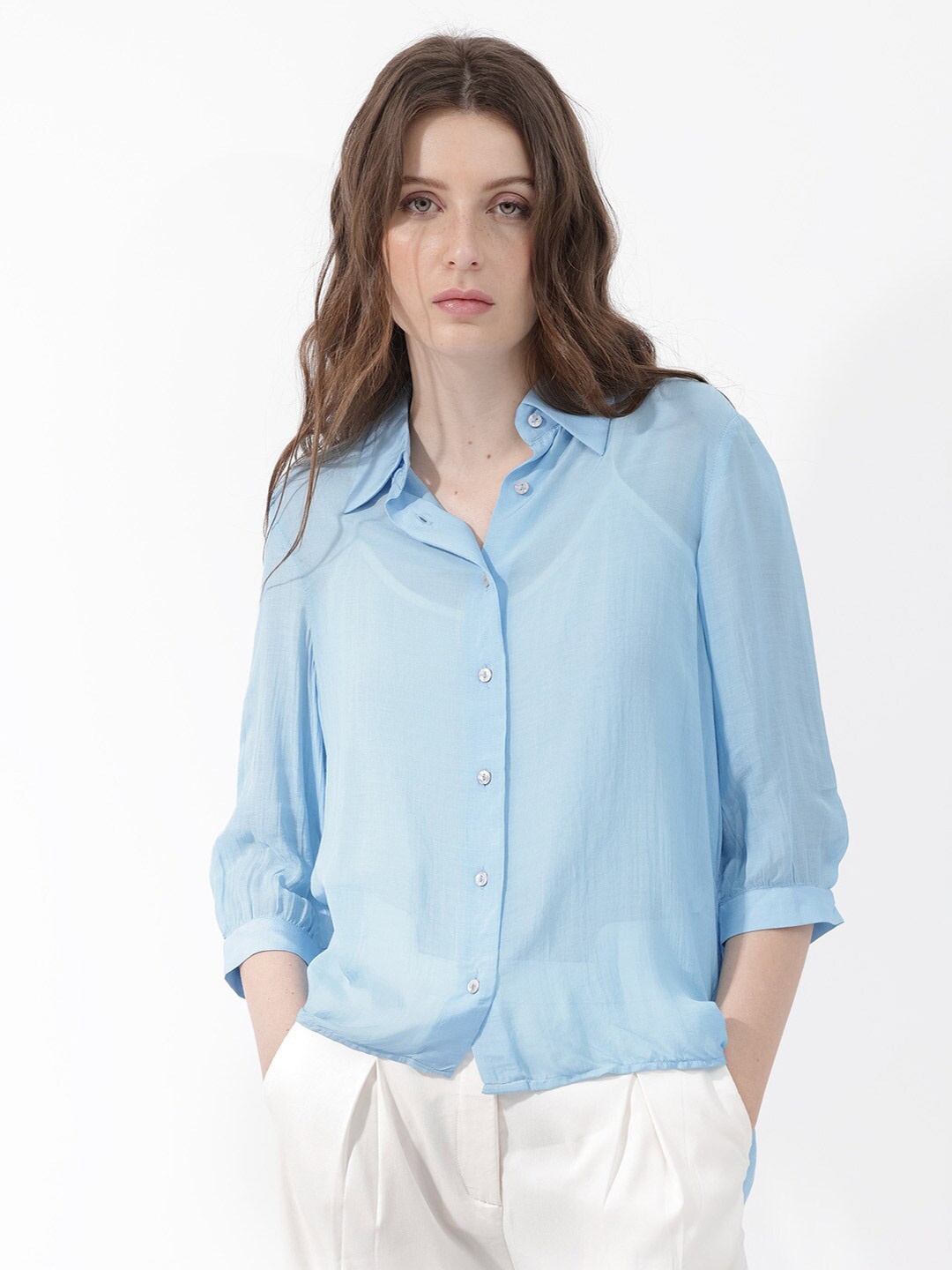

RAREISM Shirt Collar Shirt Style Top, Blue