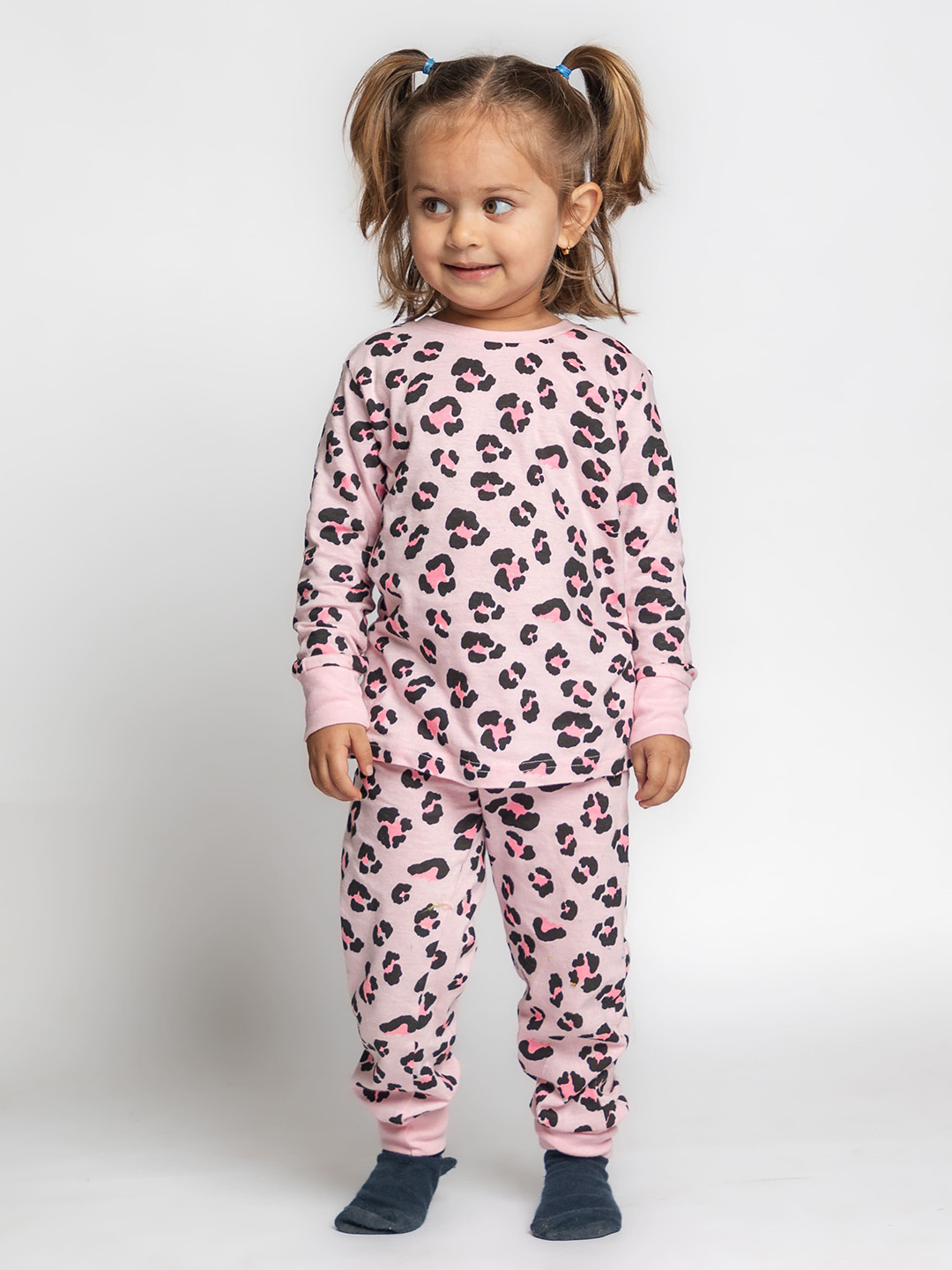 

BAESD Girls Printed Pure Cotton T-shirt with Pyjamas, Pink