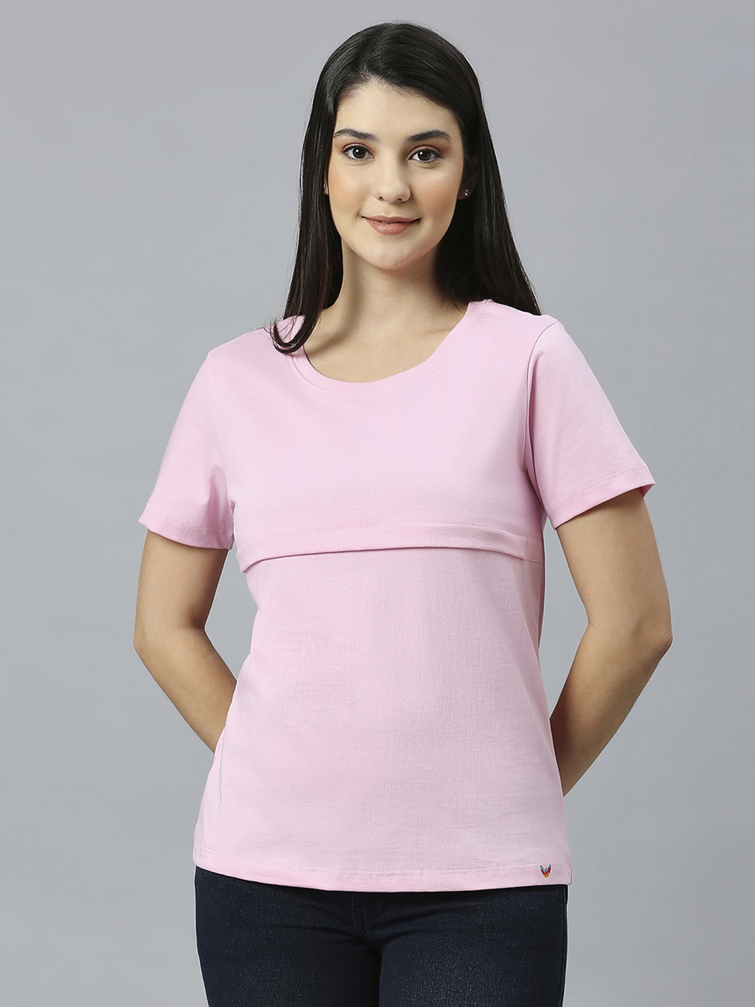 

True Shape Round Neck Maternity T-shirt, Pink