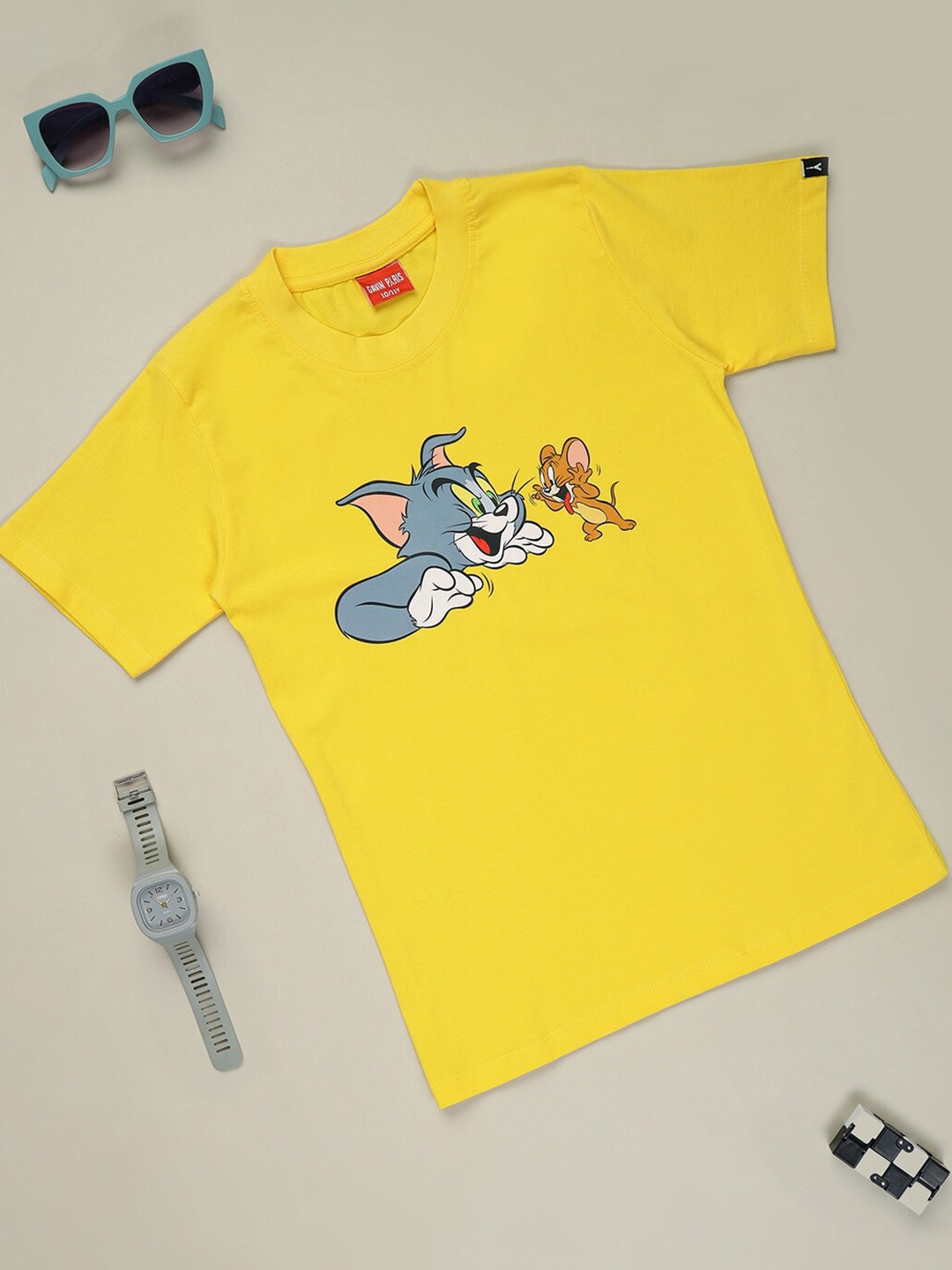 

Gavin Paris Boys Tom & Jerry Cotton Casual T-shirts, Gold