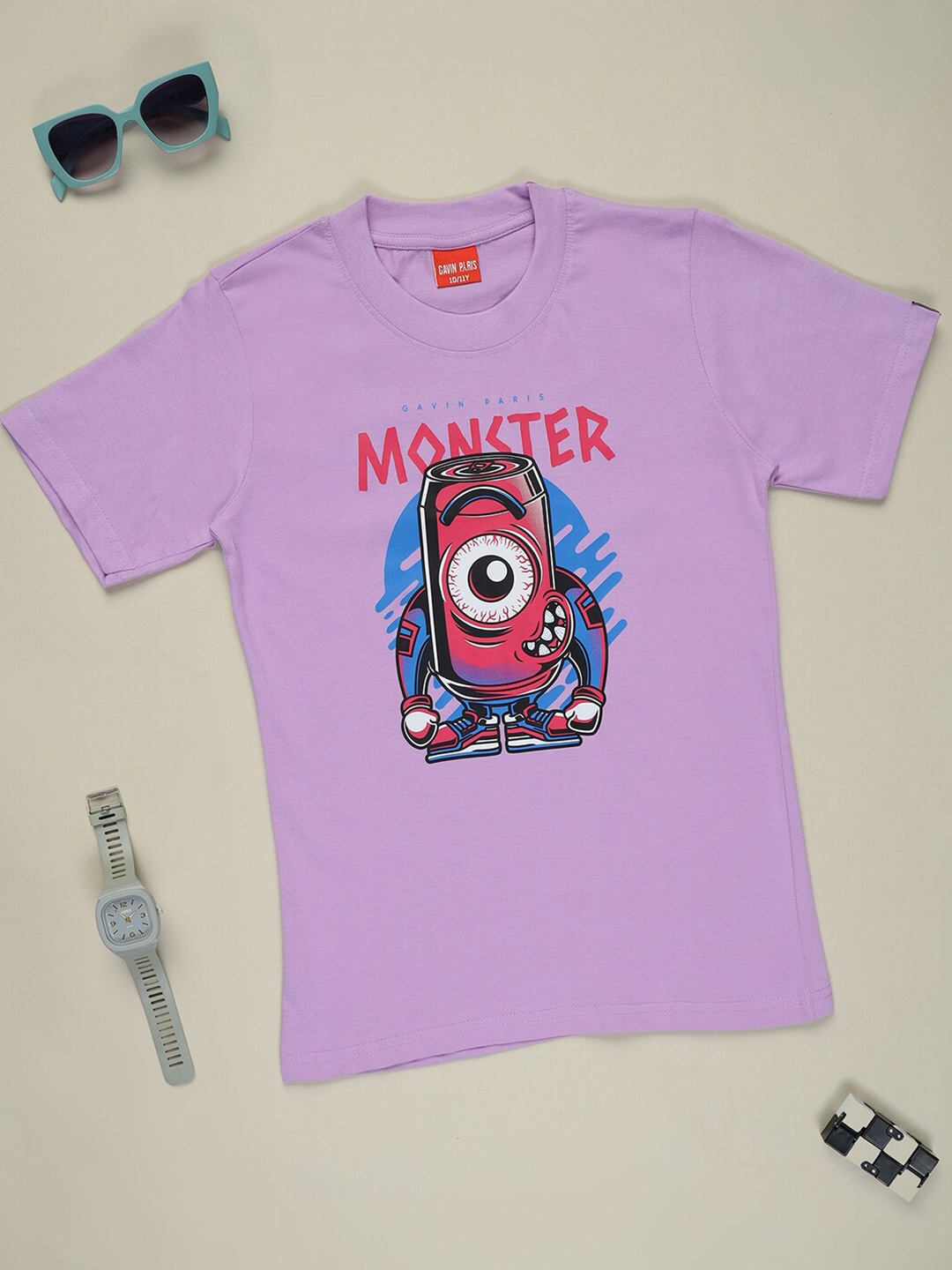 

Gavin Paris Boys Graphic Printed Cotton T-shirt, Lavender