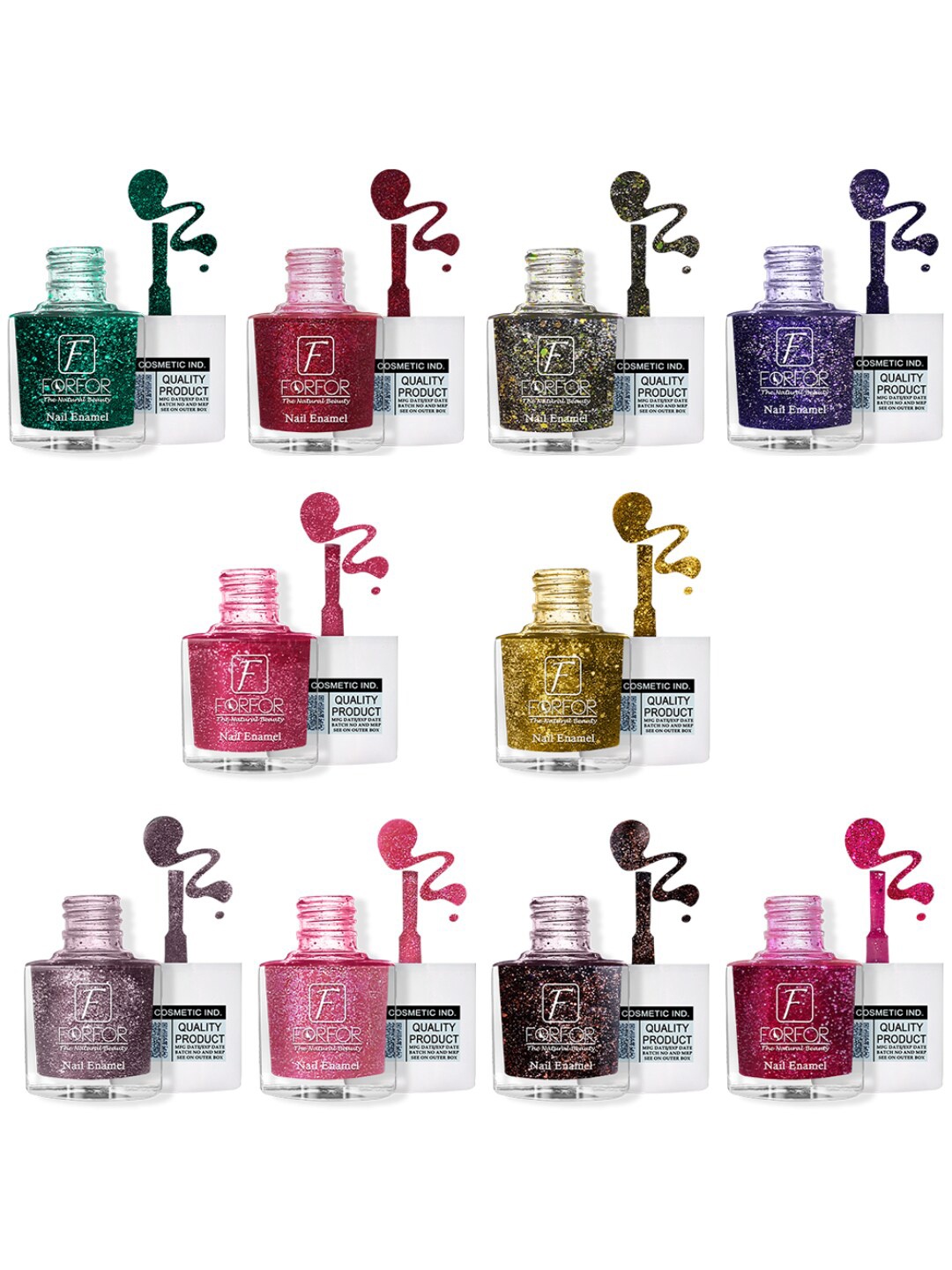 

FORFOR High Shine Set Of 10 High Shine Set Of 10 Nail Polish-5ml Each-90-91-92-93-94-95-, Multi