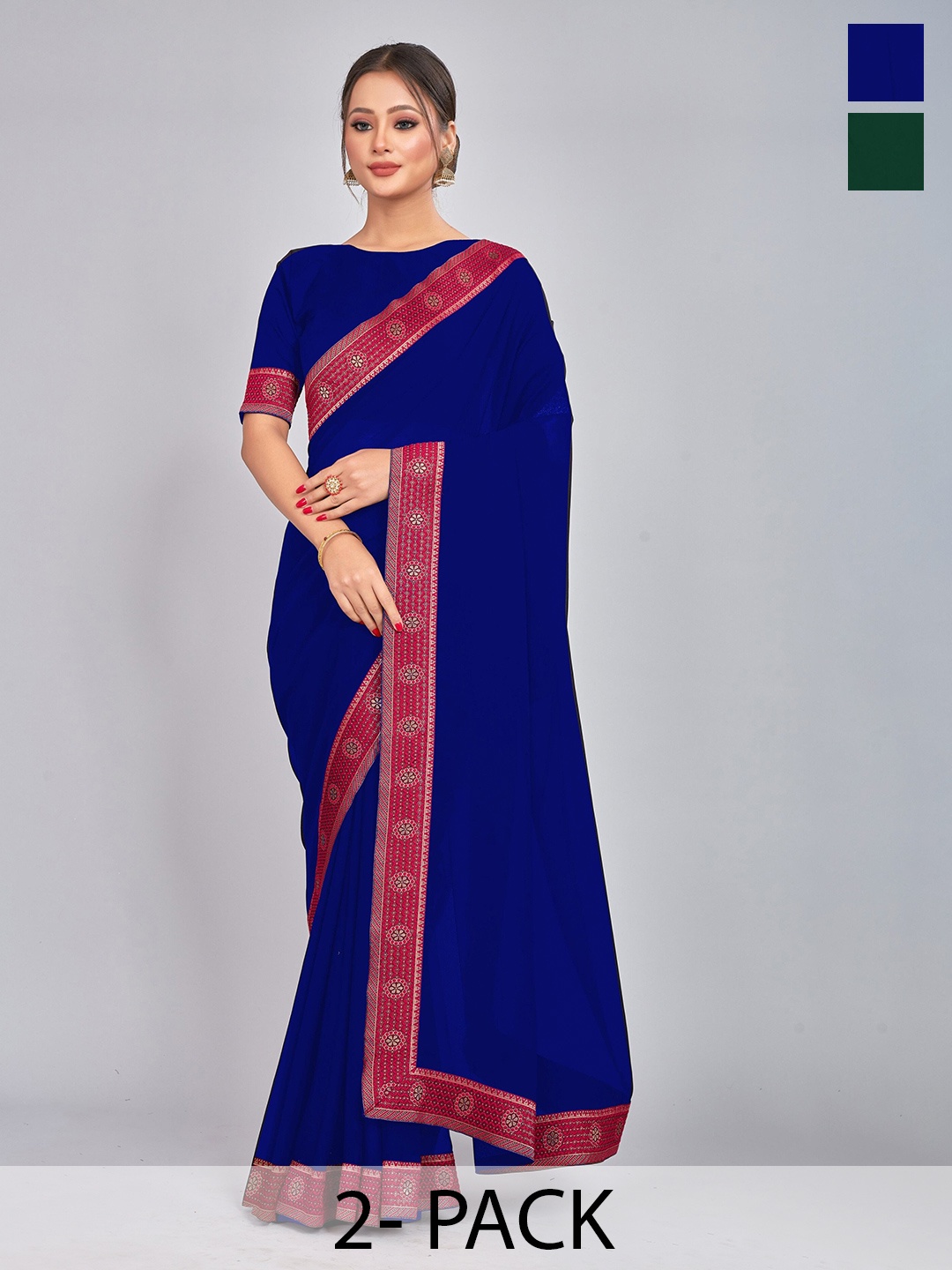 

CastilloFab Zari Pure Georgette Saree, Blue