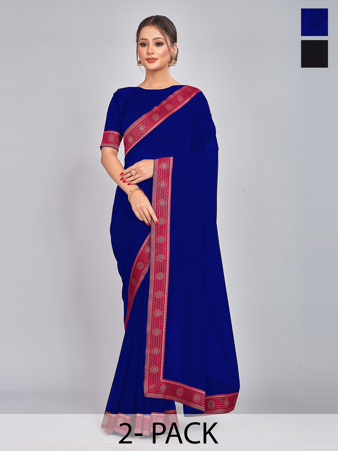 

CastilloFab Zari Pure Georgette Saree, Blue