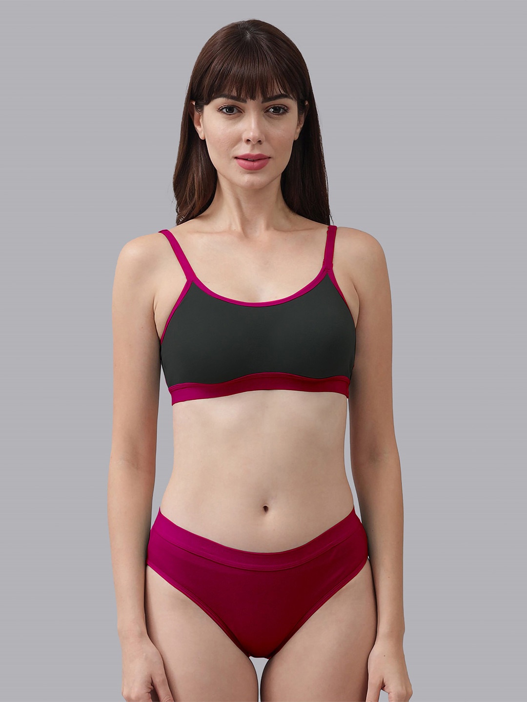 

AROUSY Cotton Brief Lingerie Set, Pink