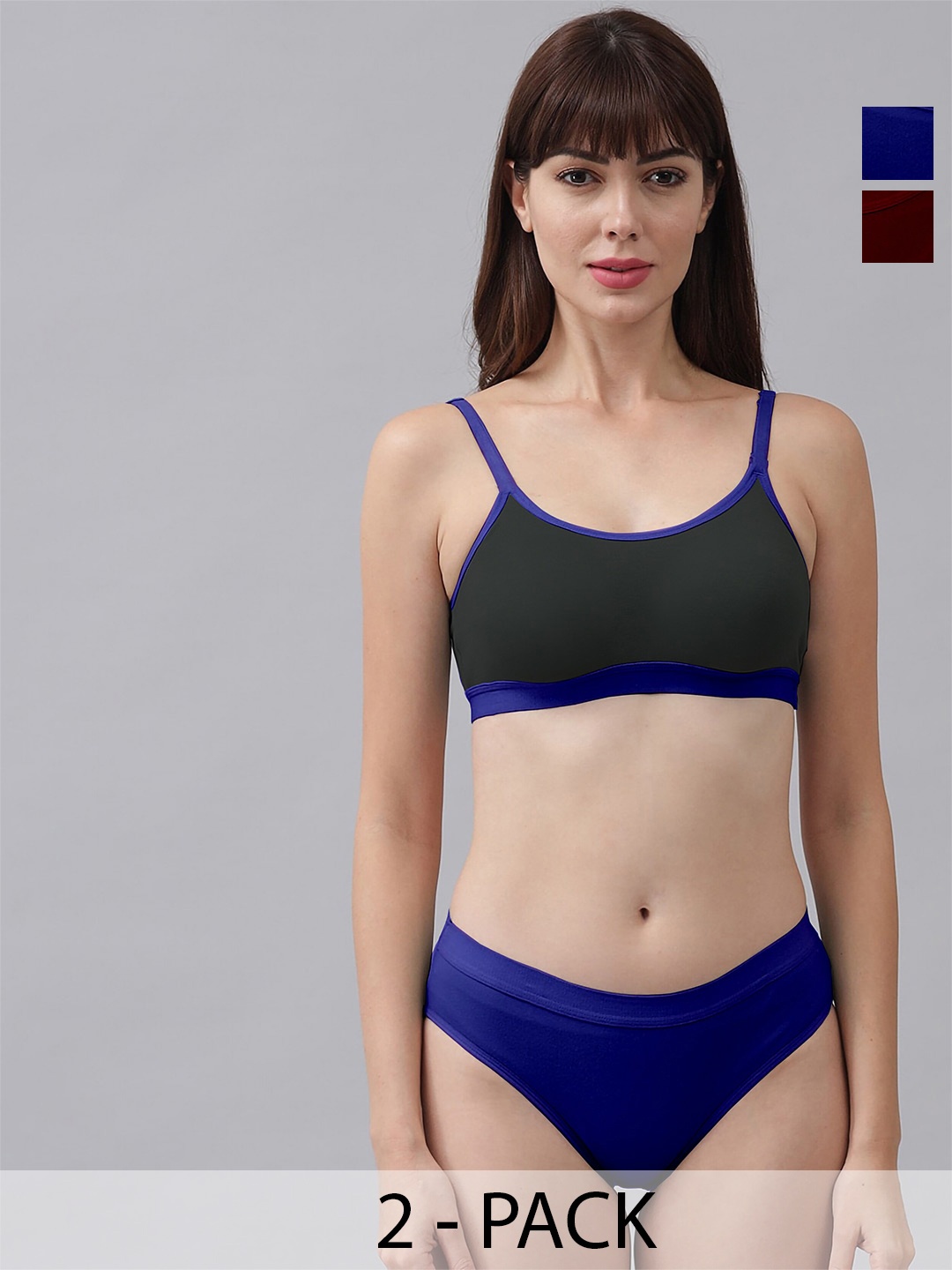 AROUSY Pack of 2 Non Padded Cotton Briefs Lingerie Set Pnora, Blue