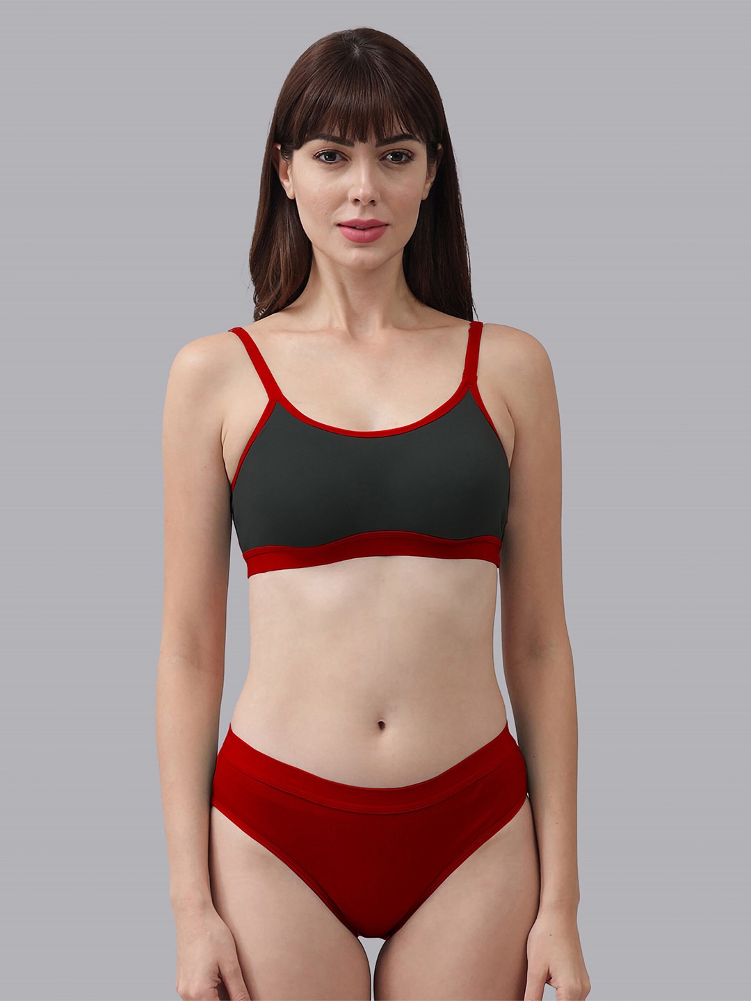 

AROUSY Cotton Lingerie Set, Red