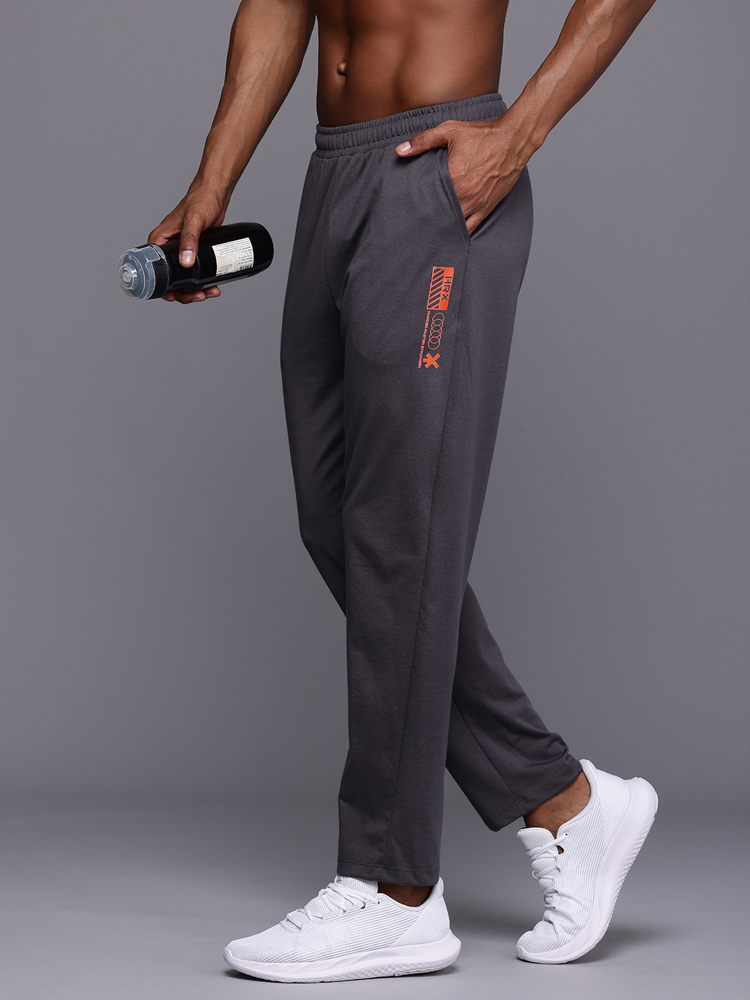 

HRX by Hrithik Roshan Men Printed Detail Rapid-Dry Running Trackpants, Grey